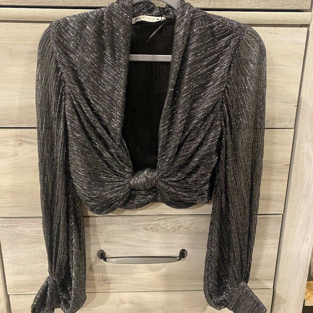 NWT Zara Black Shimmer Top Going out etc size XS